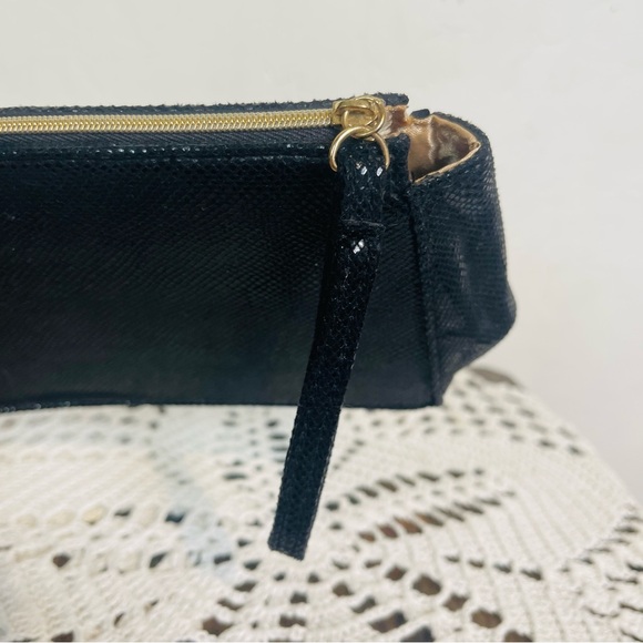 BVLGARI New Zipper Pouch Small Makeup Bag Clutch Clutches Bags Black Gold - Picture 3 of 5